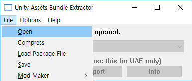 Click 'File' and 'Open' In menu of UABE